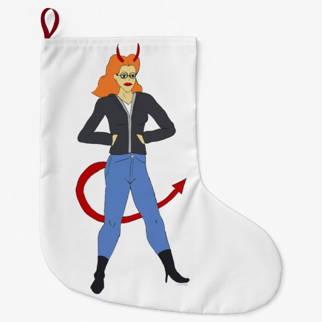 devil girl   large christmas stocking (Front)