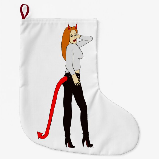 devil girl     large christmas stocking (Front)