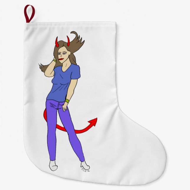 devil girl   large christmas stocking (Front)