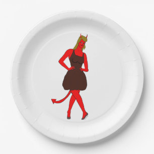 devil girl paper plate
