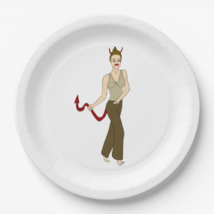 devil girl paper plate