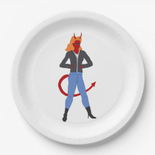 devil girl paper plate