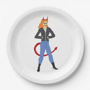 devil girl paper plate