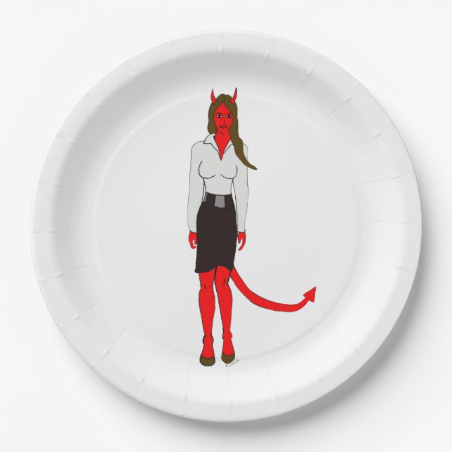devil girl    paper plate (Front)