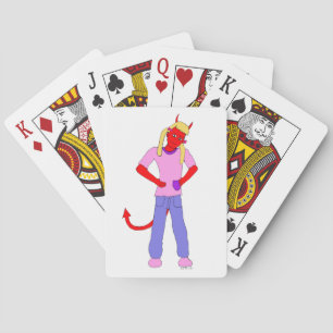 devil girl playing cards