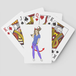 devil girl playing cards