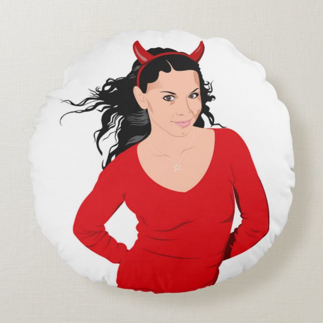 DEVIL GIRL ROUND CUSHION (Front)
