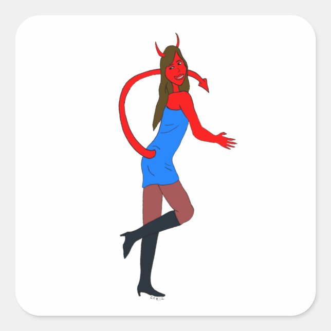 devil girl      square sticker (Front)