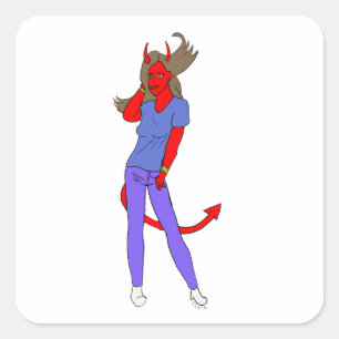 devil girl      square sticker