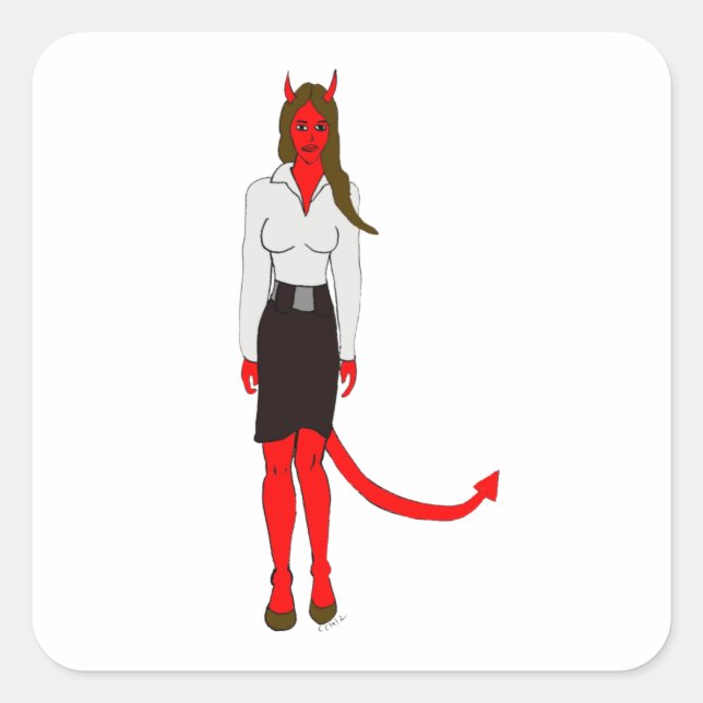 devil girl    square sticker (Front)