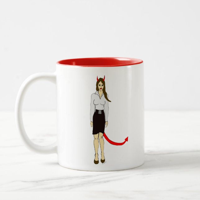 devil girl    Two-Tone coffee mug (Left)