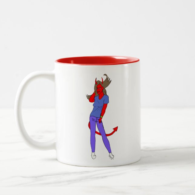 devil girl   Two-Tone coffee mug (Left)