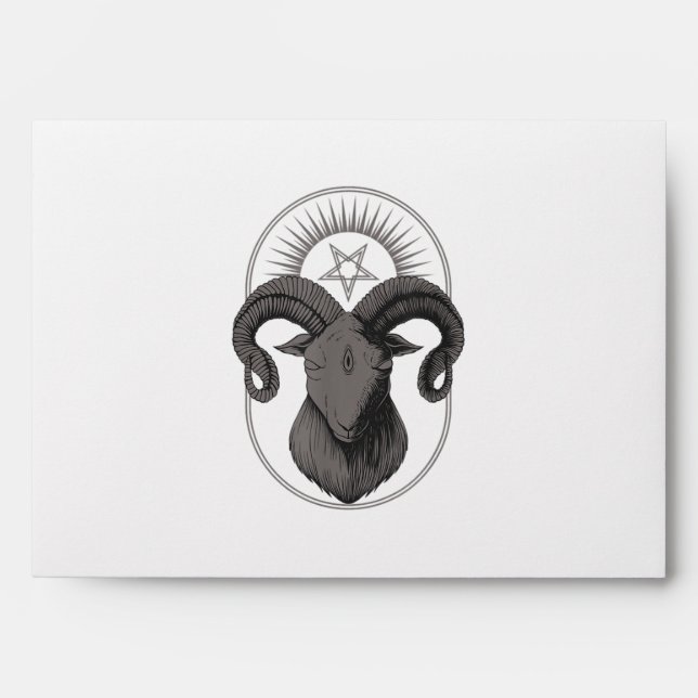 Devil Goat Pentagram Baphomet Satan Occult Satanic Envelope (Front)