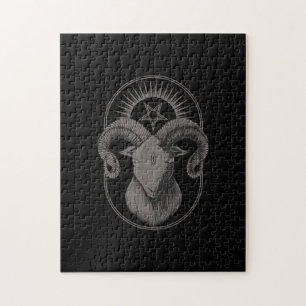 Devil Goat Pentagram Baphomet Satan Occult Satanic Jigsaw Puzzle