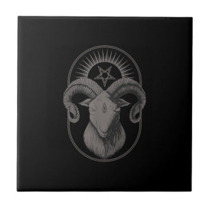 Devil Goat Pentagram Baphomet Satan Occult Satanic Tile