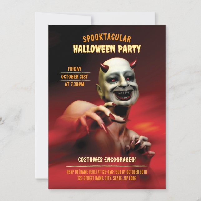 Devil Halloween Party. Costumes encouraged. Invitation (Front)