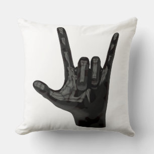 devil horns hand cushion