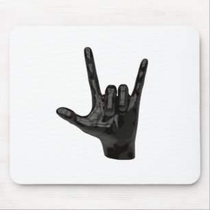 devil horns hand mouse pad