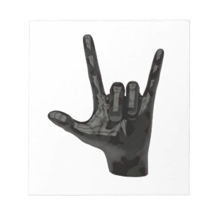 devil horns hand notepad