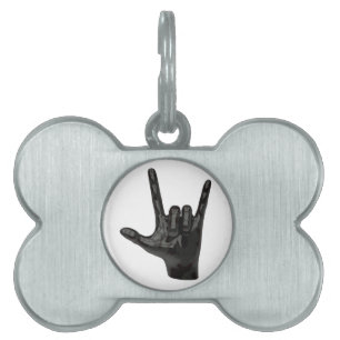 devil horns hand pet tag