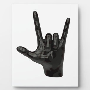 devil horns hand plaque