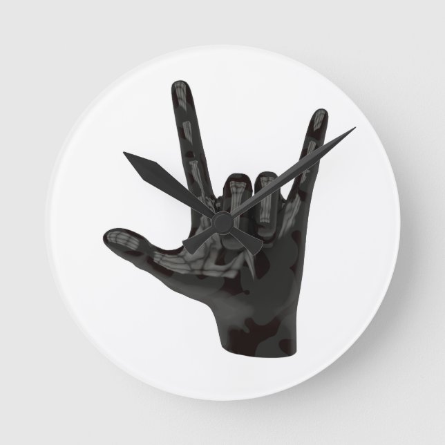 devil horns hand round clock (Front)