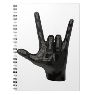 devil horns hand spiral notebook