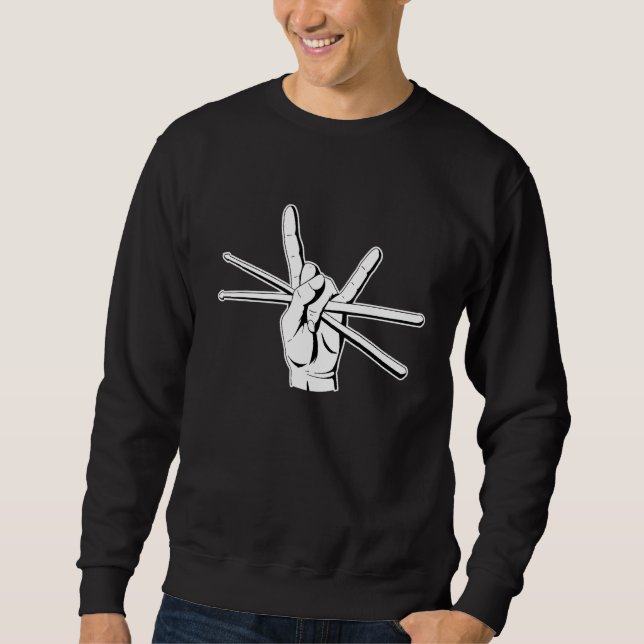 Devil Horns Rock Drummer Sweatshirt (Front)
