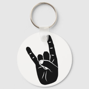 Devil Horns sign language pictogram for rock music Key Ring