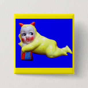 devil-ish little imp 15 cm square badge
