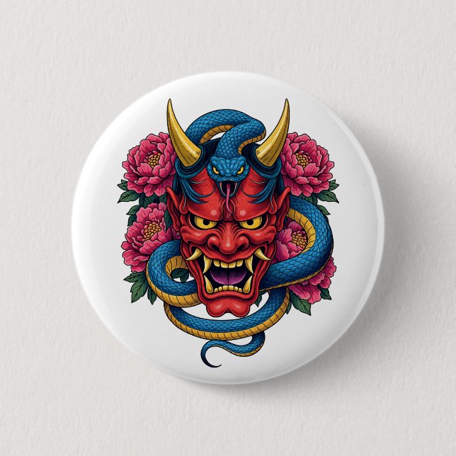 Devil Mask 6 Cm Round Badge (Front)