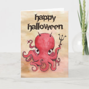 Devil Octopus Halloween Card
