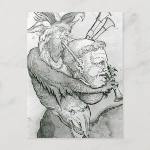 Devil Playing Man's Head as a Saxophone, 1144 Postcard