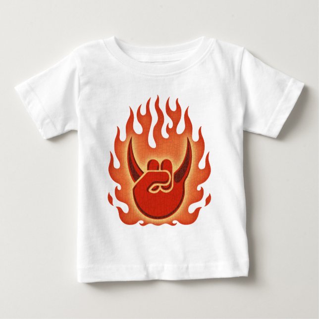 Devil Rock Flames Baby T-Shirt (Front)