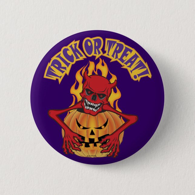 Devil Skull 6 Cm Round Badge (Front)