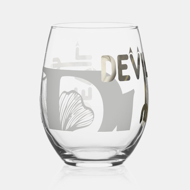 DEVIL Stemless Wine Glass Abstract Black Gold (Front)