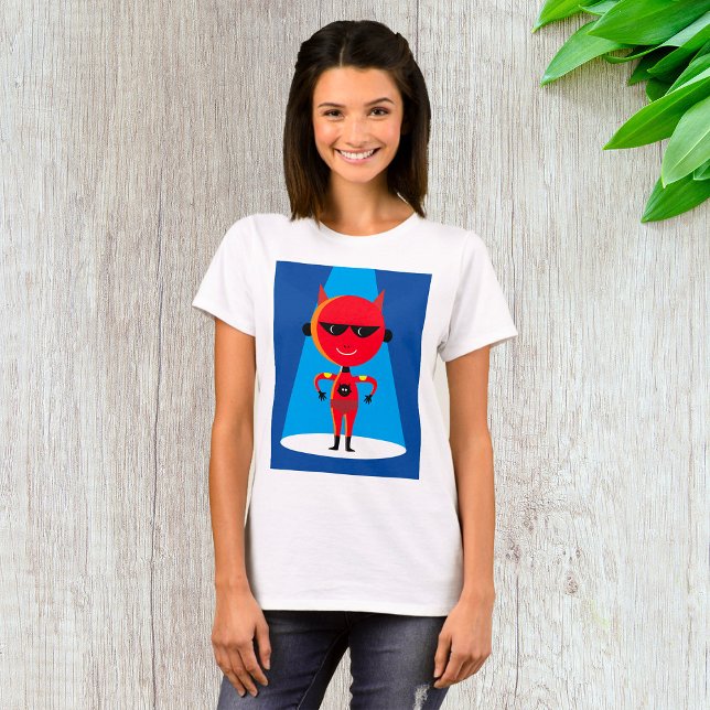 Devil Superhero Character Bold Red and Blue  T-Shirt (Creator Uploaded)
