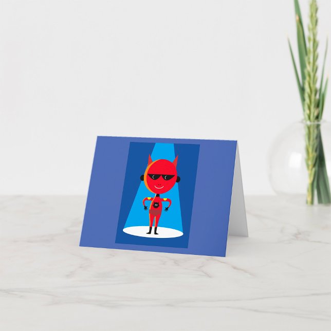 Devil Superhero Character Bold Red and Blue  Thank You Card (Creator Uploaded)