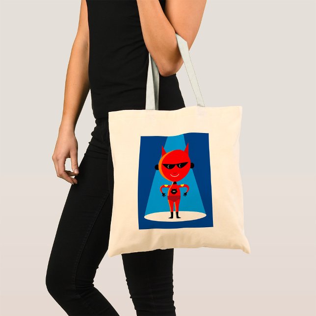 Devil Superhero Character Bold Red and Blue  Tote Bag (Creator Uploaded)