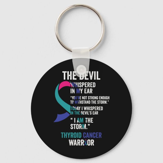 Devil- Thyroid Cancer Awareness Support Ribbon  Key Ring (Front)