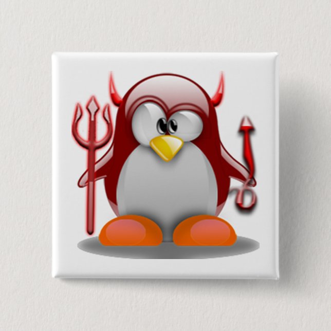 Devil Tux (Linux Tux) 15 Cm Square Badge (Front)