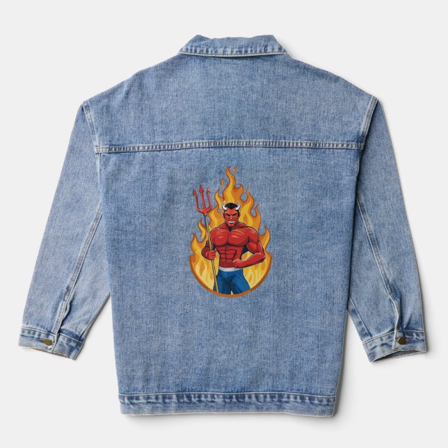 Devil with trident denim jacket (Back)