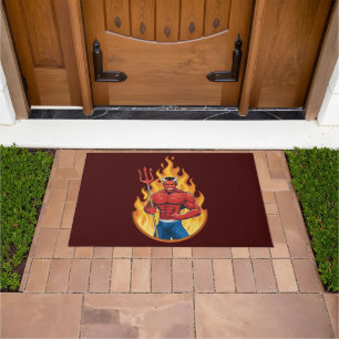 Devil with trident doormat