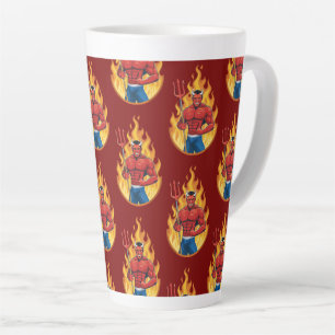 Devil with trident latte mug