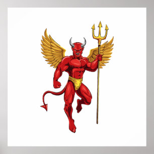 Devil with trident poster