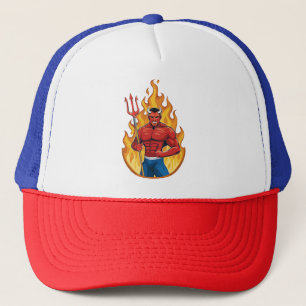 Devil with trident trucker hat