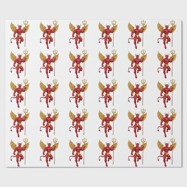 Devil with trident wrapping paper (Flat)