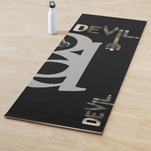 DEVIL Yoga Mat Abstract Art Black White Gold