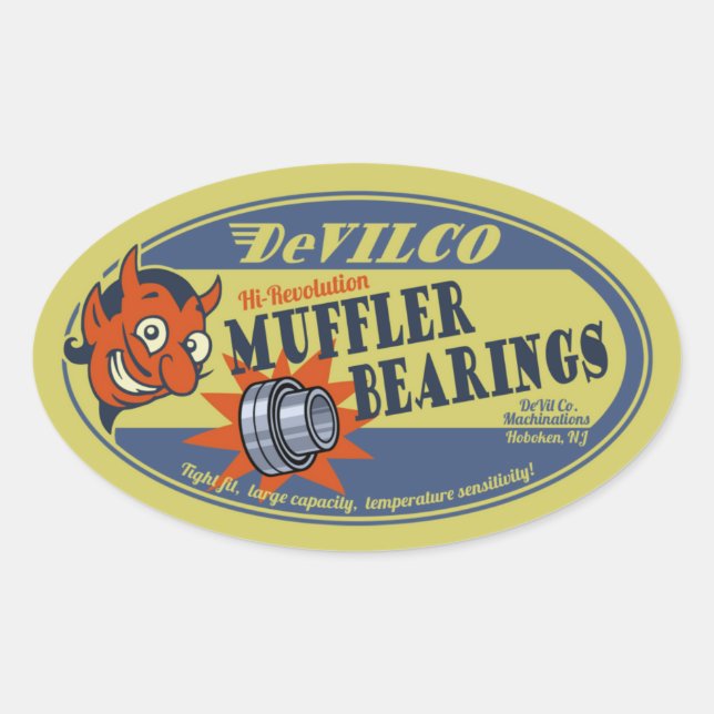 DeVILco Muffler Bearings Oval Sticker (Front)