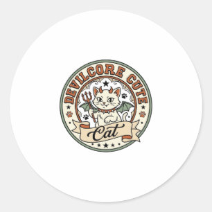 Devilcore Cute Cat Devilcore Cute Cat Vintage Vect Classic Round Sticker